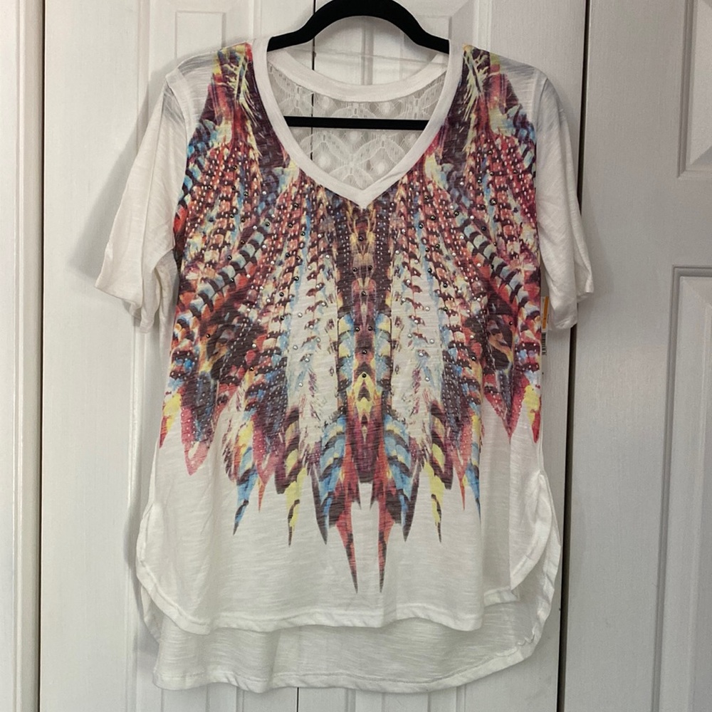 New Directions Small Lace Back Top
